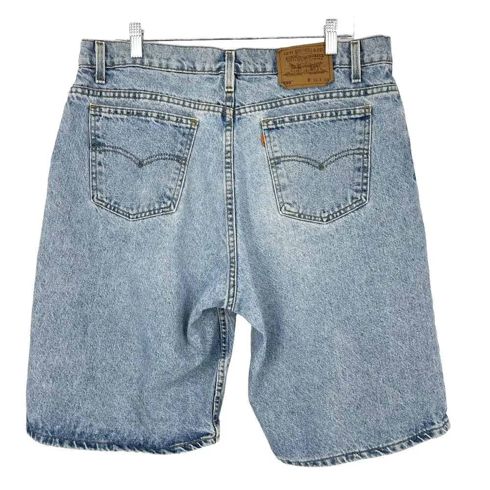Vintage Orange Tab Levi’s 550 Light Wash Denim Shorts Sz 38 Baggy Y2K Dad Shorts